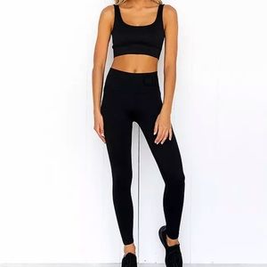 Black Workout Bra + Pants Set / Small